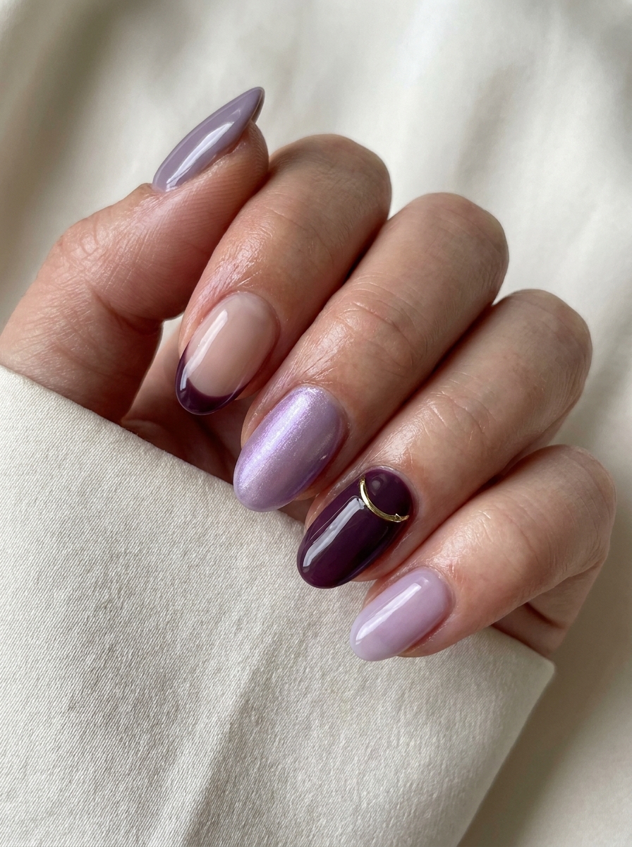 Modern Mixed Purple Nails als Lila Nageldesign Ideen Inspiration 2026